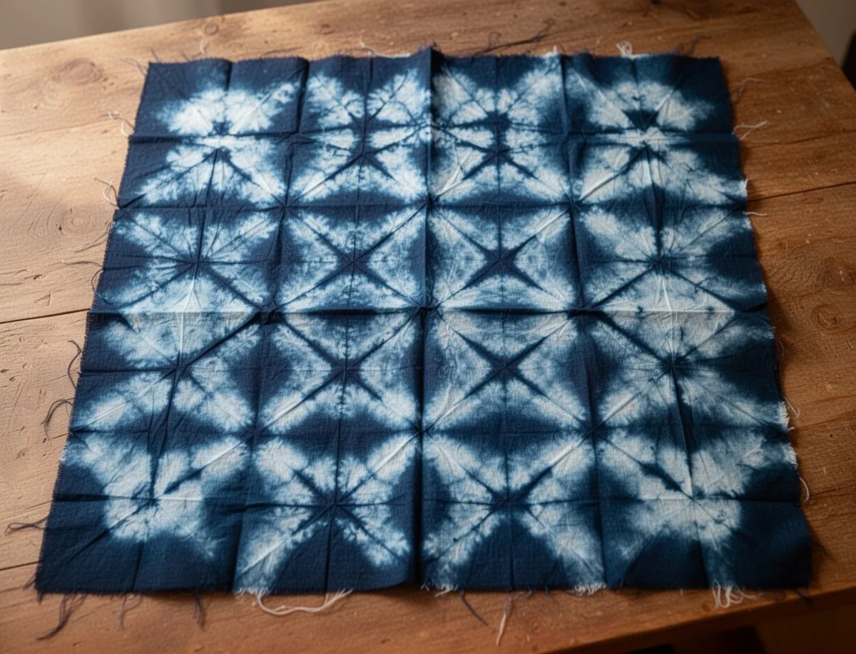 Tkanina z geometrycznym wzorem shibori