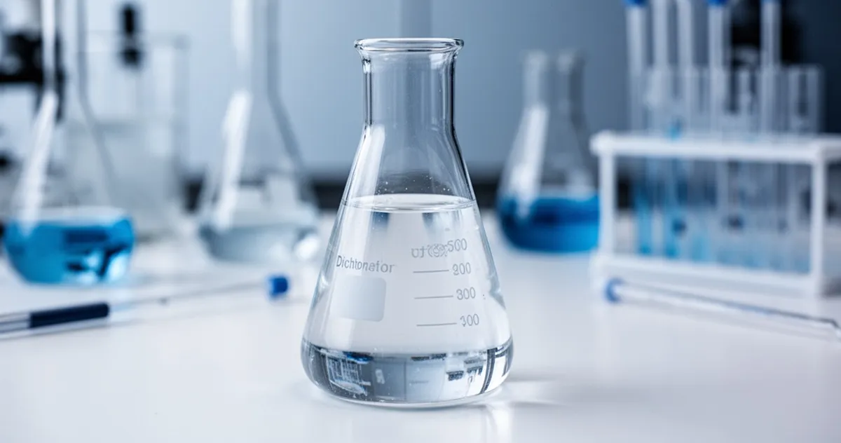 Chlorek metylenu w laboratoryjnej kolbie