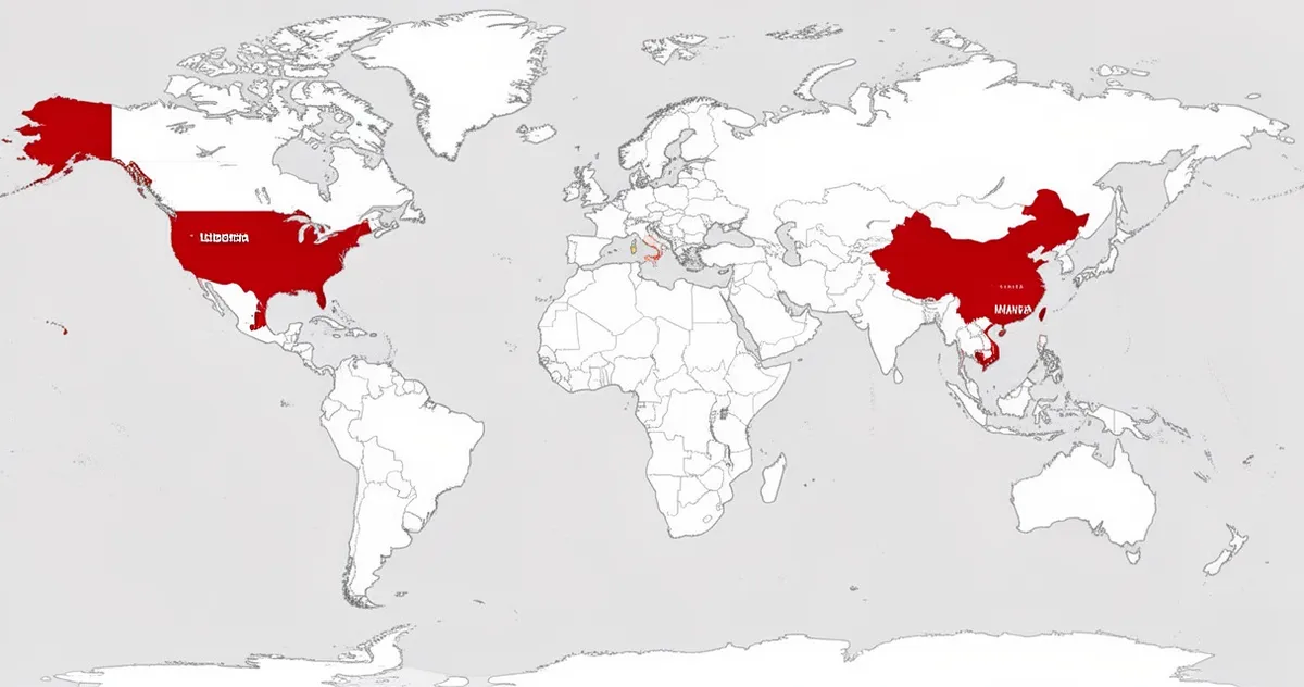 Mapa świata z zaznaczonymi krajami używającymi systemu imperialnego