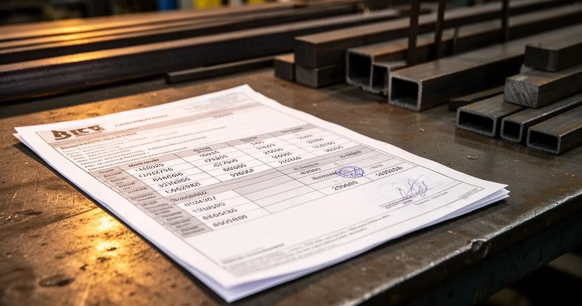 Certyfikat materiałowy stali z oznaczeniami wg PN-EN 10027