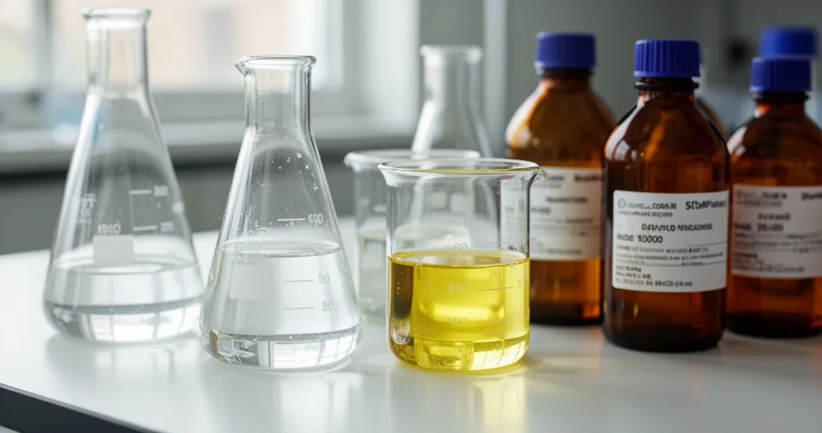 Odczynniki chemiczne – mocne kwasy w laboratoryjnych naczyniach szklanych