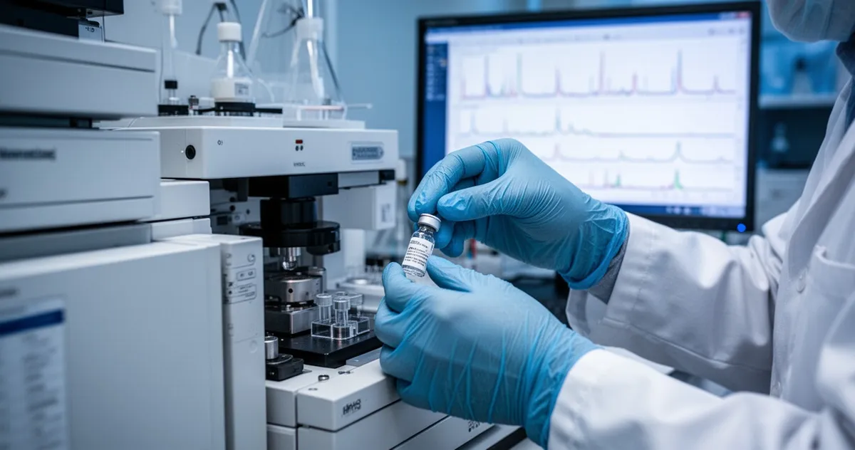 Technik laboratoryjny ładujący próbkę do systemu HPLC