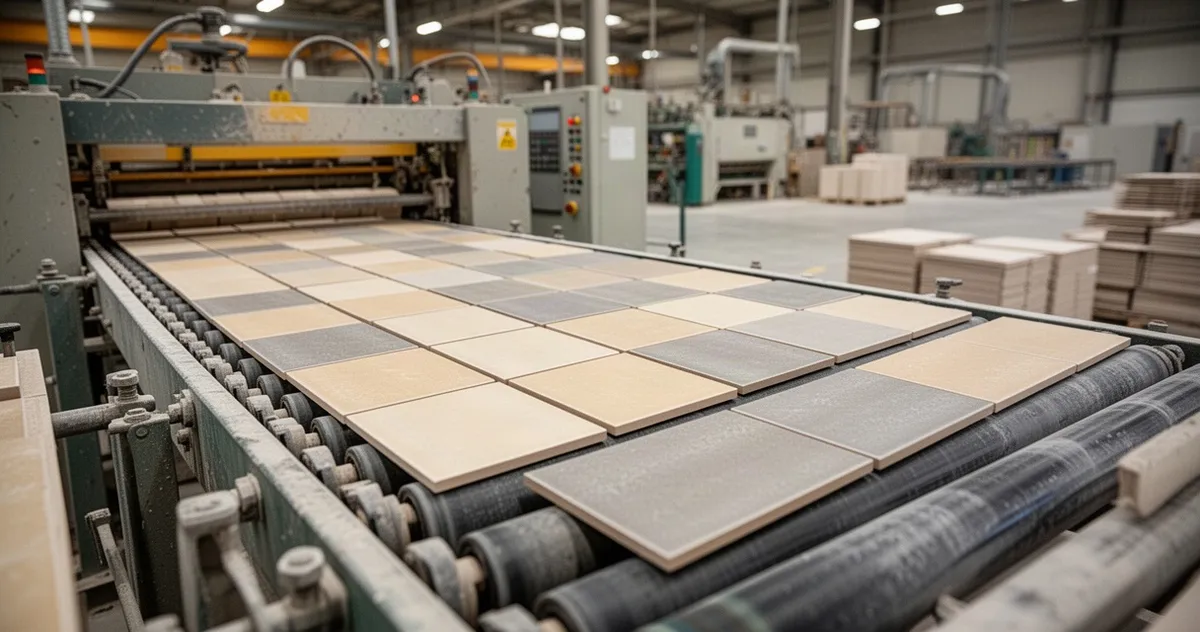 Linia produkcyjna płytek ceramicznych w fabryce
