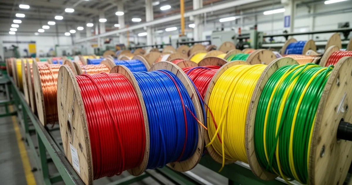 Szpule z izolowanymi przewodami elektrycznymi