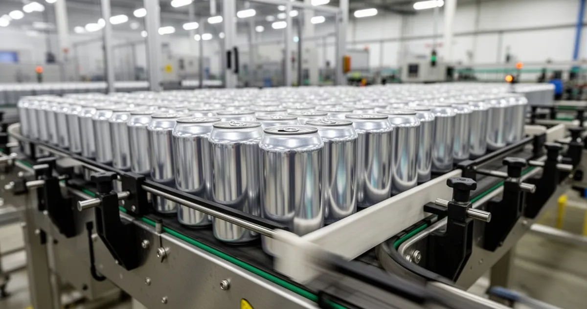 Aluminiowe puszki na linii produkcyjnej